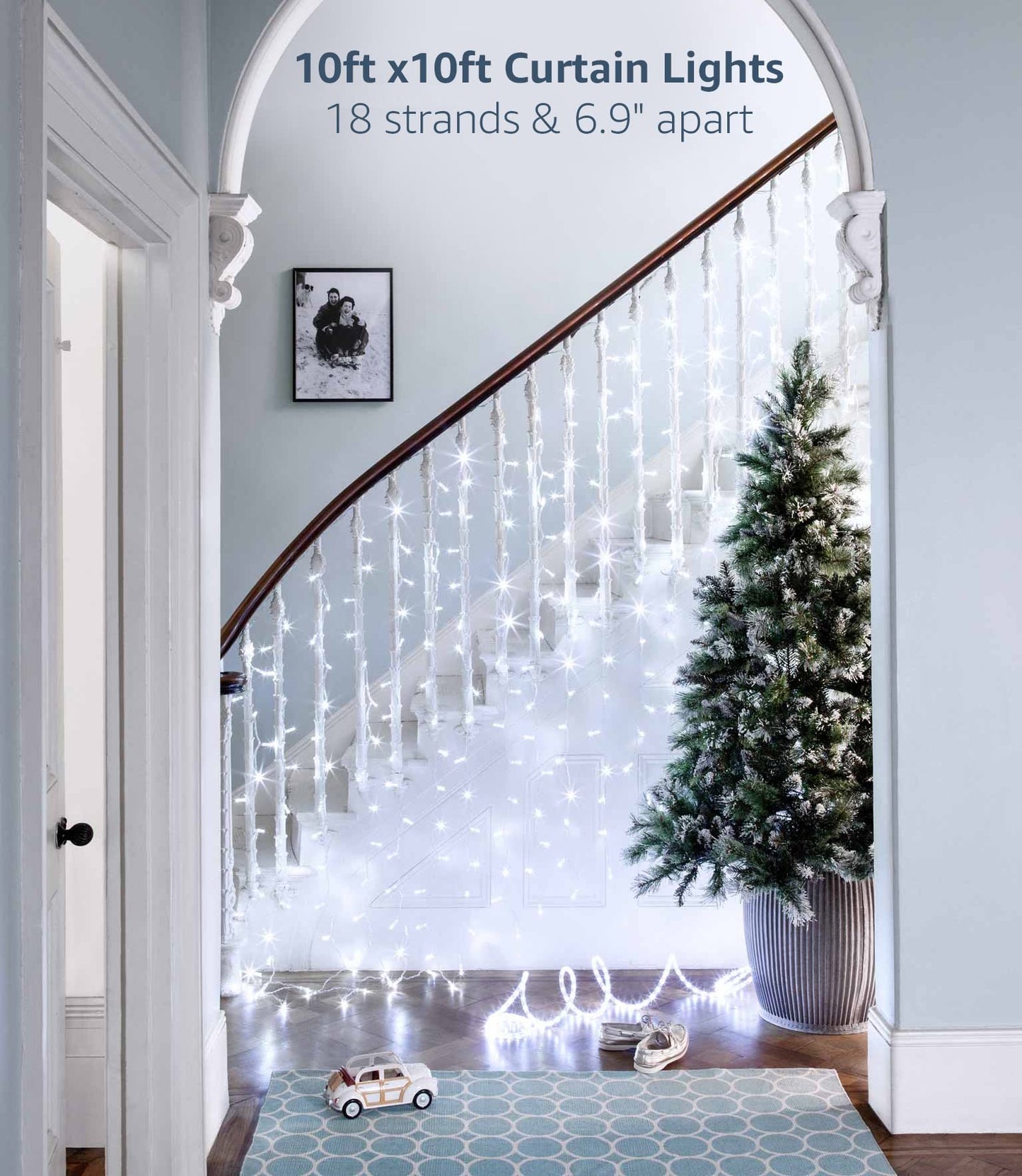 Lighting EVER Curtain Lights Cool White, 306 LED Plug in Hanging Fairy String Light for Bedroom Wall, Indoor Outdoor Backdrop Lighting for Wedding Party Patio (10x10ft, 18 Strings 6.9" Apart)