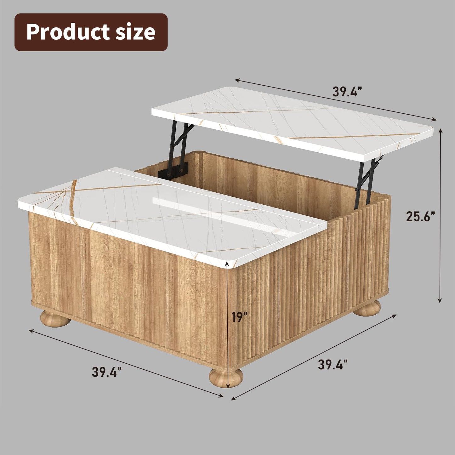 Yanosaku Lift Top Coffee Tables for Living Room, Square Coffee Table with Storage, Living Room Center Tables with Large Hidden Space for Bedroom, Home Office, Studio