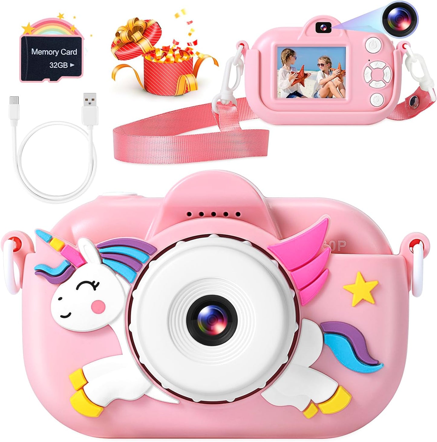Kids Camera Boys Toys for 3 4 5 6 7 8 9 Years Old Boys, 48MP Dual Lens Kids Digital Camera Toddler Camera Christmas Birthday Gifts, 1080P HD Video Selfie Camera with 32G SD Card