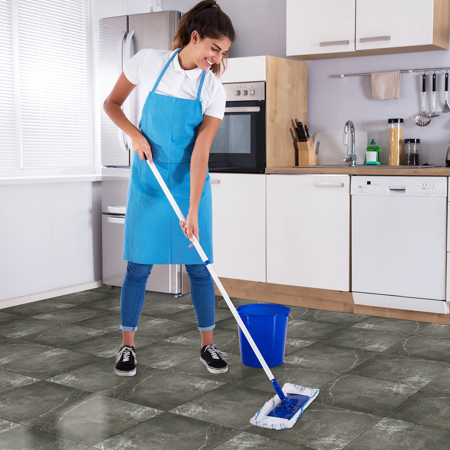 Spiareal 48 Pieces Peel and Stick Floor Tiles Vinyl Flooring 12 x 12 Inch Stick on Floor Tile Self Adhesive Waterproof DIY for Bathroom Kitchen Bedroom Living Room(Gray Marble)