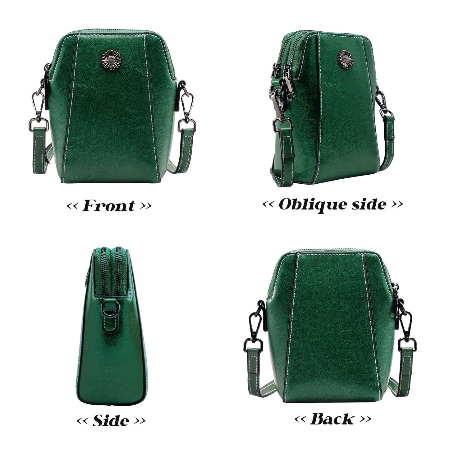 Designer Leather Small Crossbody Bags Purses for Women Cell Phone Bag Soft Women's Shoulder Handbags Gifts for Women (Green)