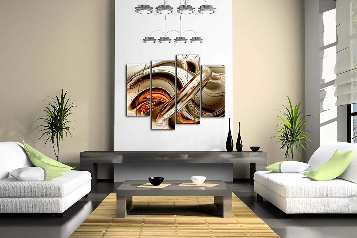 First Wall Art - Abstract Orange Brown White Lines Wall Art Painting The Picture Print On Canvas Abstract Pictures for Home Decor Decoration Gift