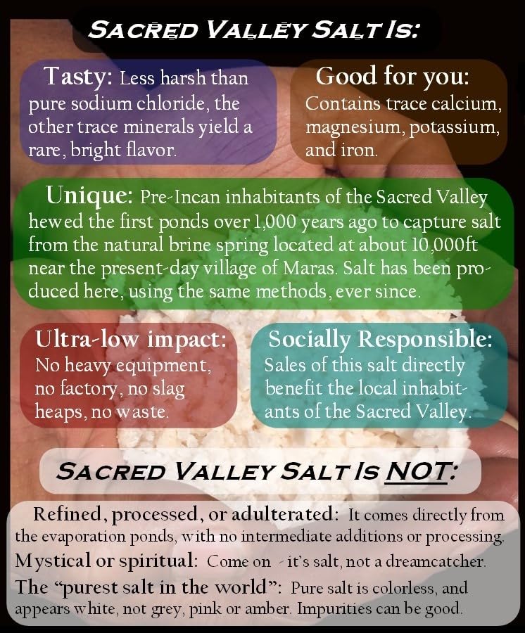 SACRED VALLEY SALT from Maras, Peru - Extra Coarse Grinder Salt in Handmade Reusable Canvas Pouch