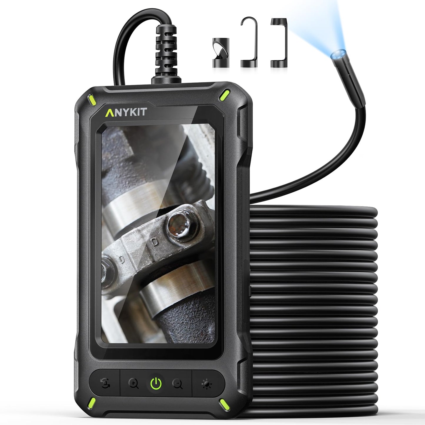 Anykit Borescope Inspection Camera with Light, Industrial Endoscope Camera with 4.3” HD Screen, Waterproof Digital Snake Cam, Semi-Rigid Cable Bore Scope for Pipe, Engine, Inside Wall,Duct(16.5 FT)