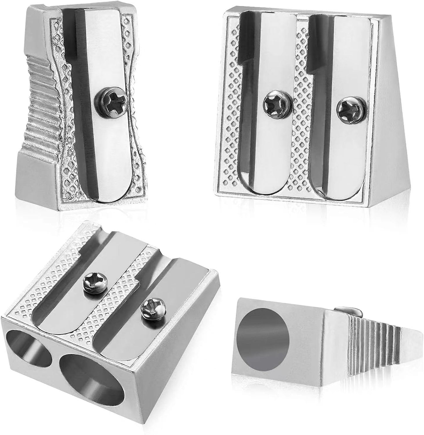 OFiSEXPT Metal Pencil Sharpeners, 4pcs Manual Double Hole Pencil Sharpener for Colored Graphite Pencils, Crayon Sharpener, Home School Office