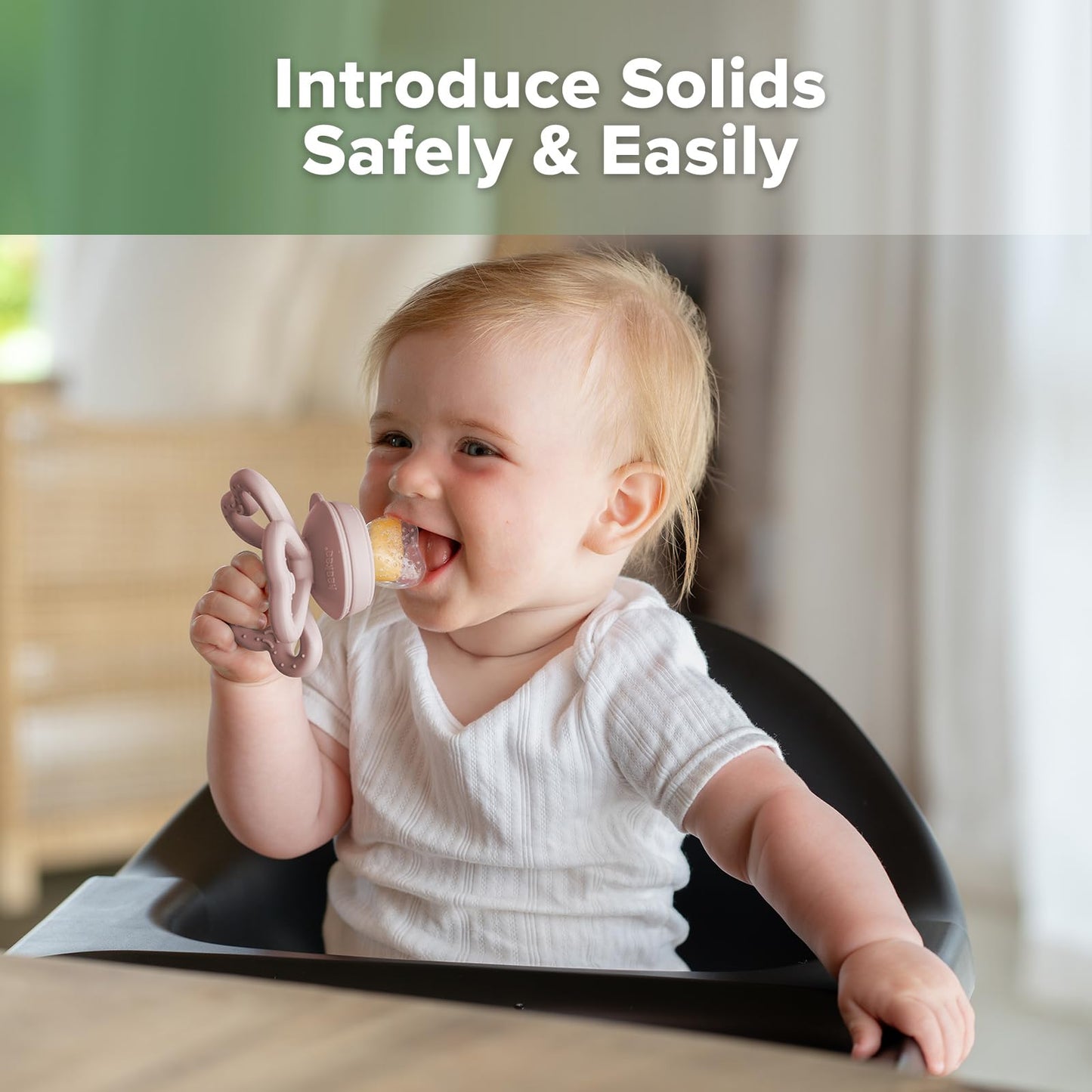 Haakaa Clover Baby Fruit Feeder Teether & Mini Freezer Nibble Tray – BPA-Free Silicone Breastmilk Popsicle Mold for Baby Teething Relief & Self-Feeding, 4M+(Blush)