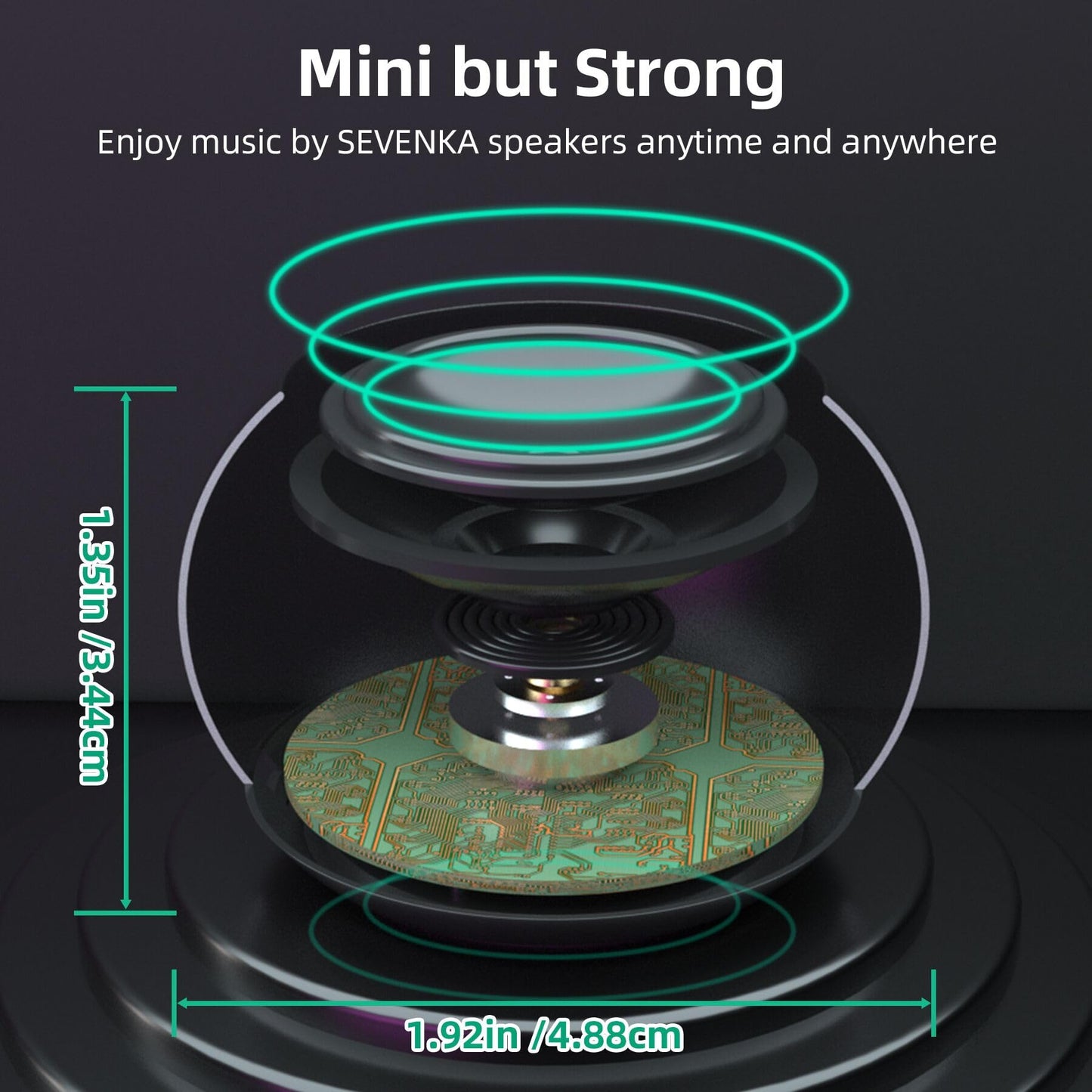 SEVENKA 2 Mini Speakers, 3W Small Portable Bluetooth Speaker with Lanyard, Water Resistant, Wireless Stereo Pairing, Rechargeable Mini Wireless Speakers for Phone, Tablet, Built-in Microphone