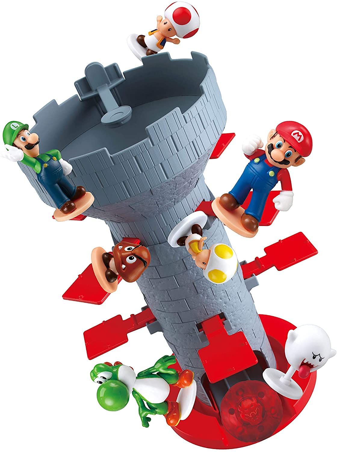 Epoch Games Super Mario Blow Up! Shaky Tower Balancing Game - Tabletop Skill and Action Game with Collectible Super Mario Action Figures (Pack of 1)