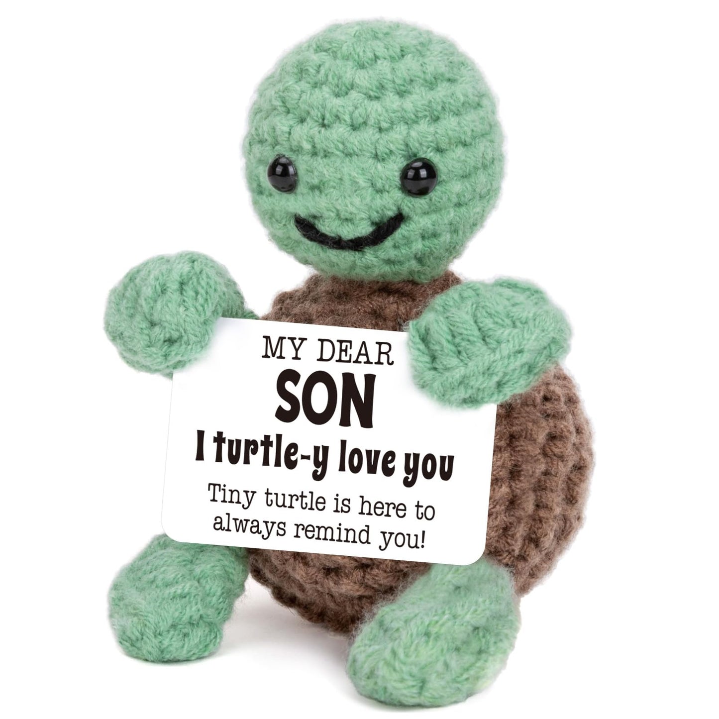 Mini Funny Turtle Fathers Day Dad Gifts from Daughter Son Wife, Birthday Gifts for Dad Father Daddy Presents, I Love You Small Cute Stuff Things, Handmade Emotional Positive Crochet Turtle