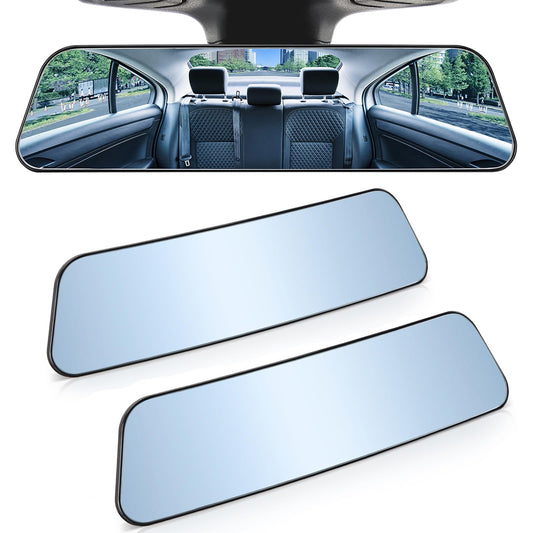 JOYTUTUS Rearview Mirror, 2 pack 12 Inch Panoramic Interior Clip-on Wide Angle Convex Rear View Mirror, Reduce Blind Spot Effectively for More Car SUV Trucks -Clear
