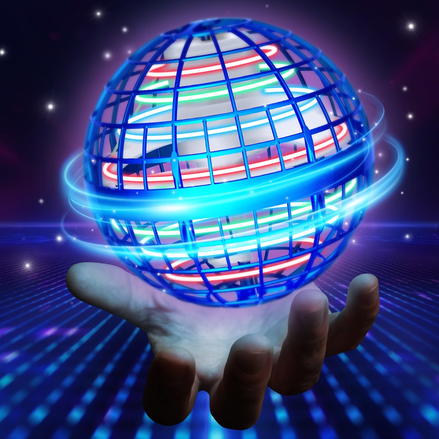 2025 Flying Orb Ball - AI Cool Novelty Gift Galaxy Boomerang Hand Drone Magic Floating Orbit Hover Mini Outdoor Fidget Toy for Boys Girls Teens Kids Blue