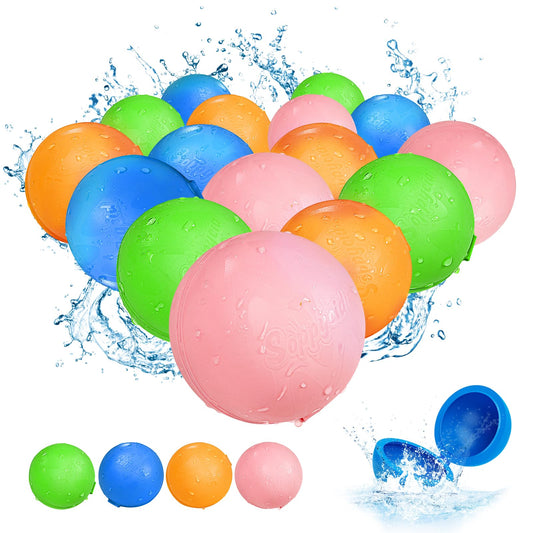 SOPPYCID Reusable Magnetic Water Balloons:16 Pack Refillable Water Bomb Splash Balls Self Sealing Quick Fill - Latex-Free Silicone Water Toys for Kids Adults - Water Games Outside Beach Pool Party