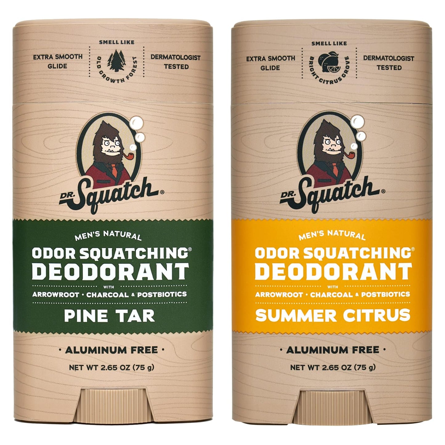 Dr. Squatch Natural Deodorant for Men - Odor-Squatching Aluminum Free - Alpine Sage & Bay Rum (2.65 oz, 2-Pack)