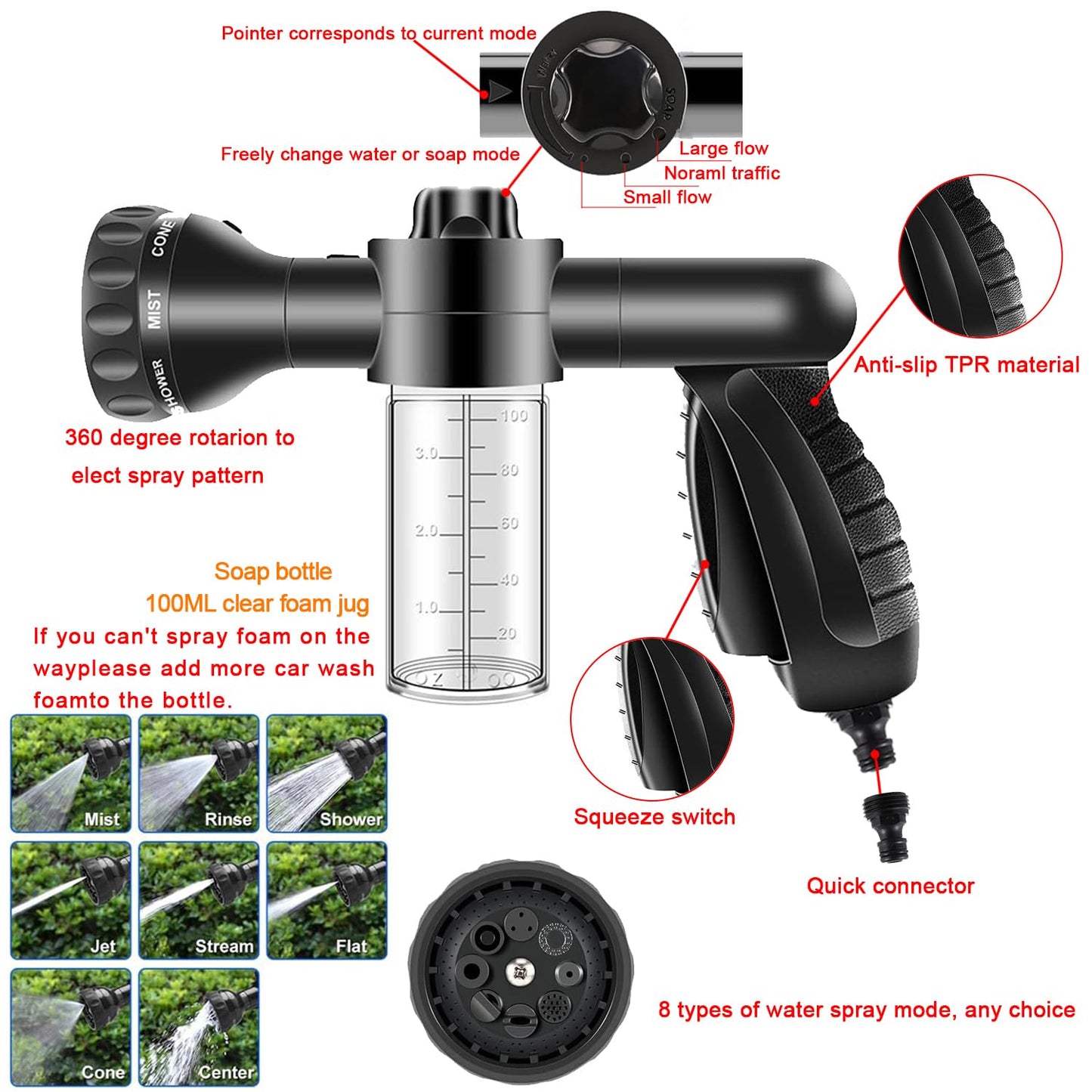 LIANXIN Car Wash Kit Car Wash Cleaning Kit Car Wash Foam Gun Sprayer Microfiber Sponge and Towels Car Foam Gun Tire Brush Collapsible Bucket Car Washing Kit