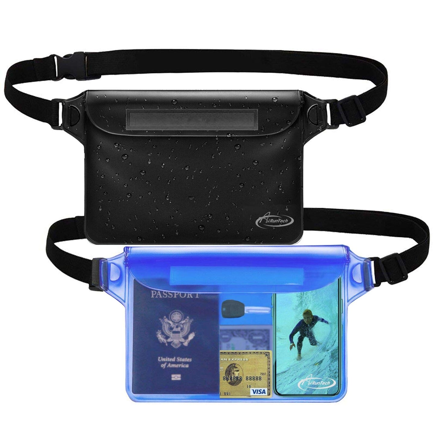 AiRunTech Waterproof Fanny Pack,Waterproof Pouch for Phone Passport Wallet Purse with Waist Strap,Floating Waterproof Bags for Travel Beach Swimming Kayaking Boating Pool Accessories