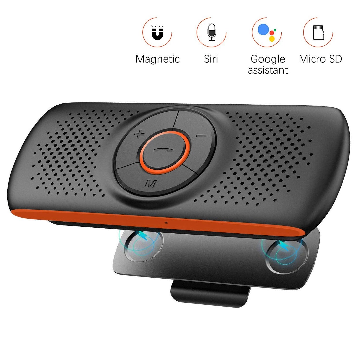 Bluetooth Car Speaker for Cell Phone HandsFree Bluetooth 5.0 CarKits 3W Loud Speakerphone for GPS Music,Wireless in Car Handsfree Speaker with Visor Clip,Supports Voice Command,TF Card Playback