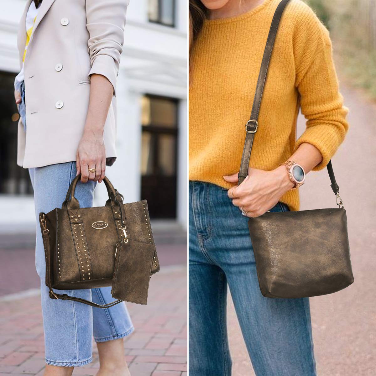 Dasein Purses Handbags for Women Tote Wallet Set Top Handle Satchel Shoulder Hobo Bag 3pcs