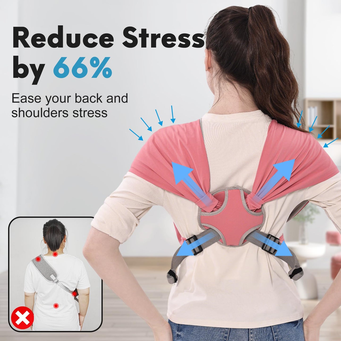 Supet Dog Sling Carrier for Small Pets, Hands Free Front Cat Sling, Reducing Back Neck Pain Anti-Anxiety, Adjustable Soft Carrying