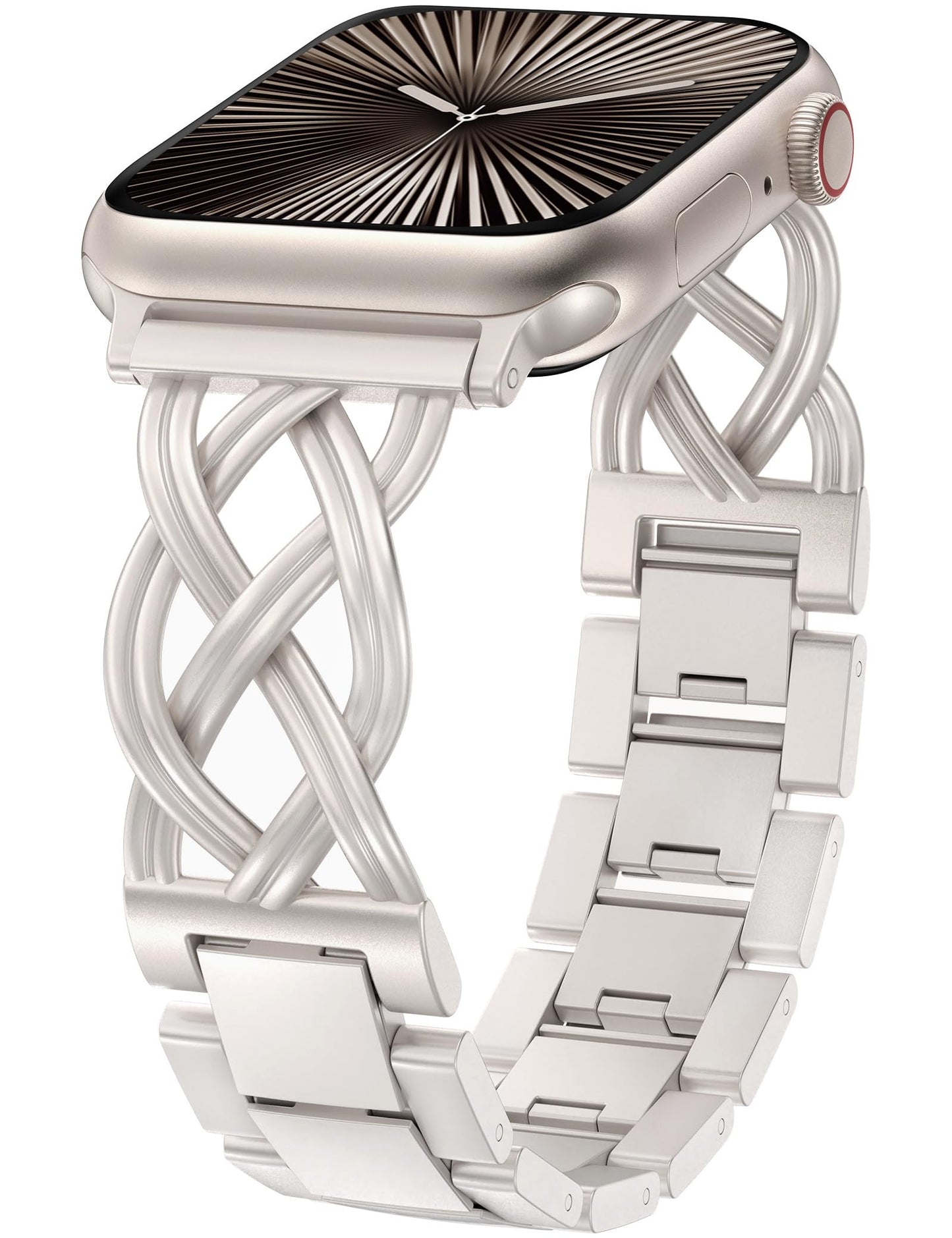 TOYOUTHS Celtic Knot Chain Bracelet Compatible with Apple Watch Band 42/41/40/38mm Women, Dressy Stainless Steel Metal Jewelry Link Strap for iWatch SE Series 10 9 8 7 6 5 4 3 2 1, Starlight