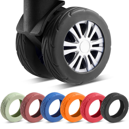 8 Pcs Upgrade Luggage Wheel Covers, Carry On Luggage Suitcases,Wear-Resistant, Anti-Noise, Silicone Wheel Protective Covers for 2-2.4" Spinner Wheel,Essential Travel Accessories (Black)
