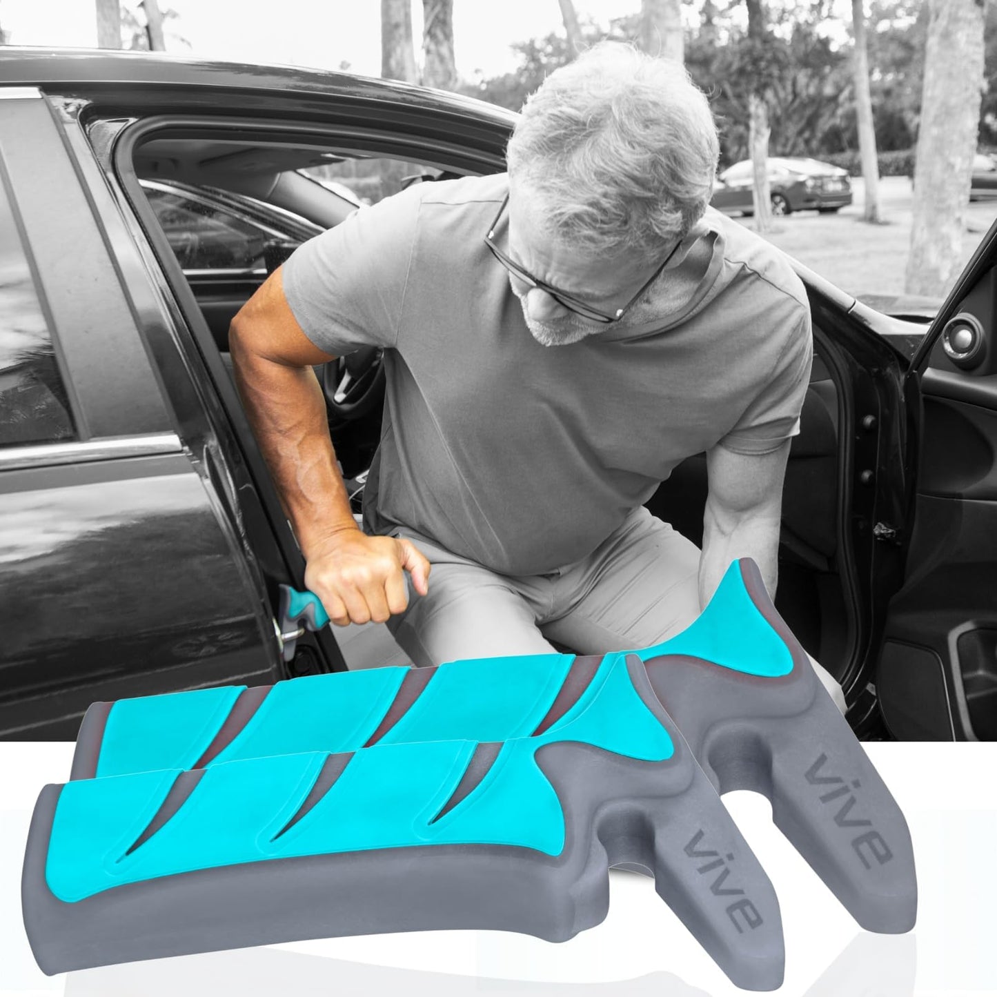 Vive Car Handle Assist for Elderly - Scratch Proof Latch - Auto Grab Bar Cane Support Aid - Standing Mobility Safety Tip to Help Get Out - Portable Assistive Device for Seniors, Handicapped