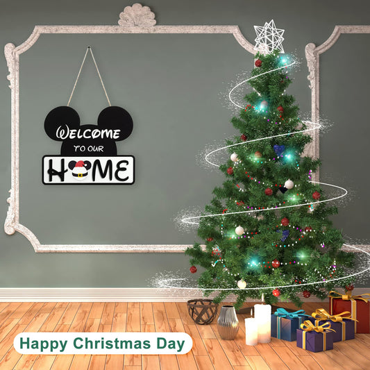 FUEMEILY Cute Mouse Interchangeable Seasonal Welcome Door Sign for Front Door Decor, Interchangeable Welcome to Our Home Sign for Farmhouse Wall Porch Decor, Housewarming Gift