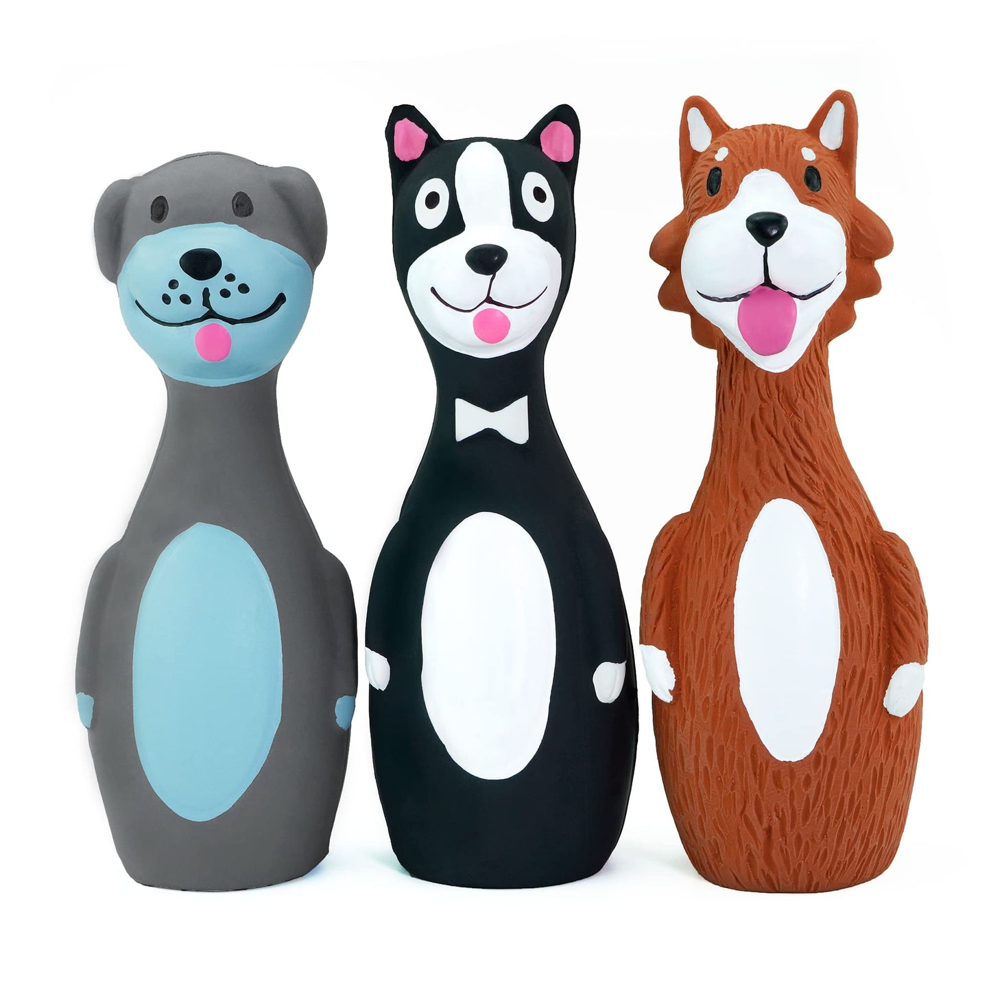 CHIWAVA 3 Pack 5.7 Inch Squeaky Latex Dog Toys Standing Stick Dog Dog Toy Puppy Fetch Interactive Play for Small Dogs