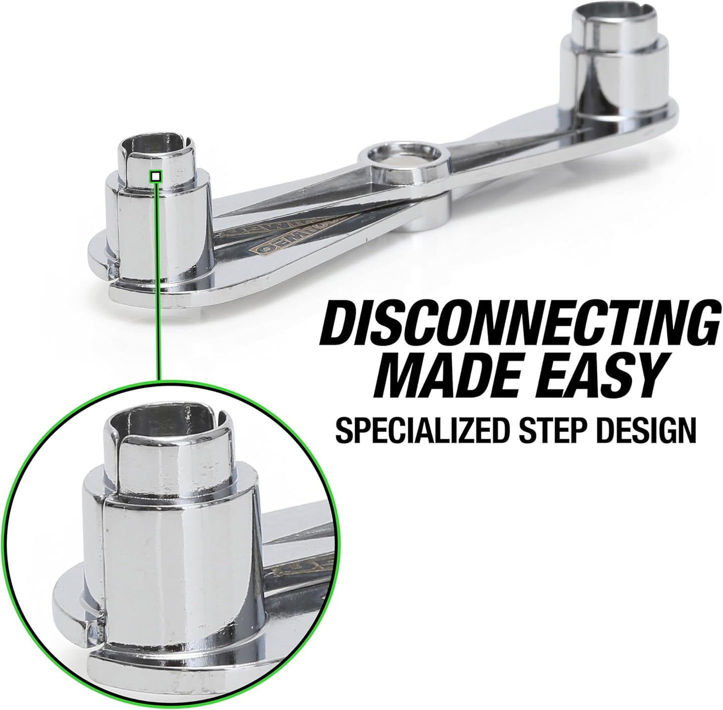 OEMTOOLS 24688 Transmission Line Disconnect Tool, Quickly Removes 3/8" and 1/2" Oil Cooler Lines, Step Design for Ford and Cadillac Vehicles, Durable Metal Construction