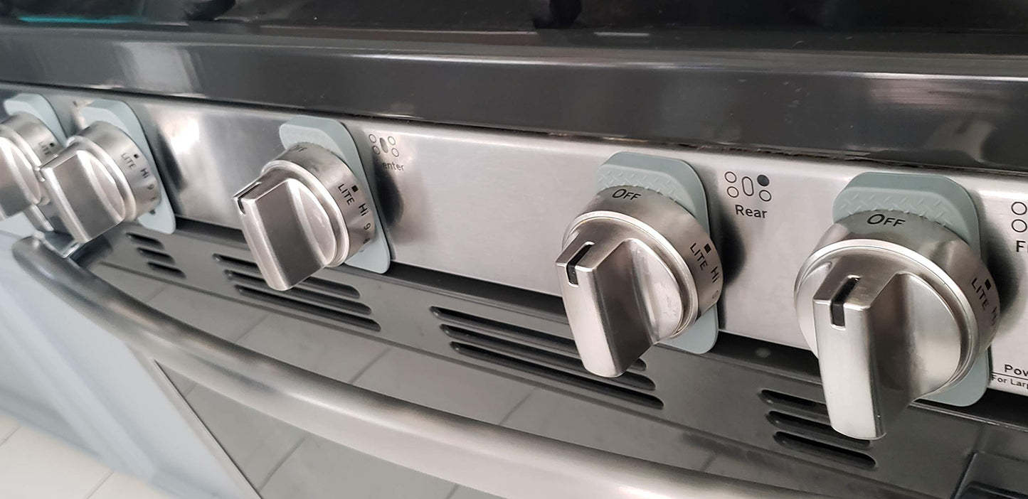 Gas Stove Knob Locks - Silicone Stove Knob Safety Covers for Toddlers - Child Proof Cover Set for Small, Big Knobs - Easy to Install Baby Proofing Protectors for Electric Stoves - 5Pcs Grey