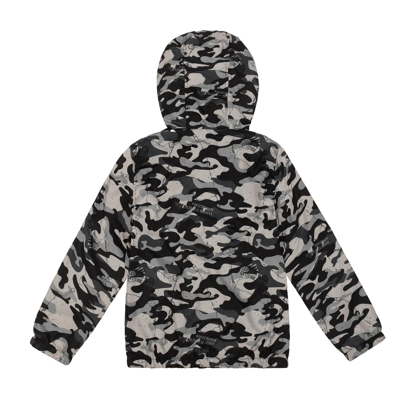 SUNDAY ROSE Boys Rain Jacket Lightweight Breathable Raincoat Waterproof Hooded Windbreaker For Kids Black and gray camouflage 8