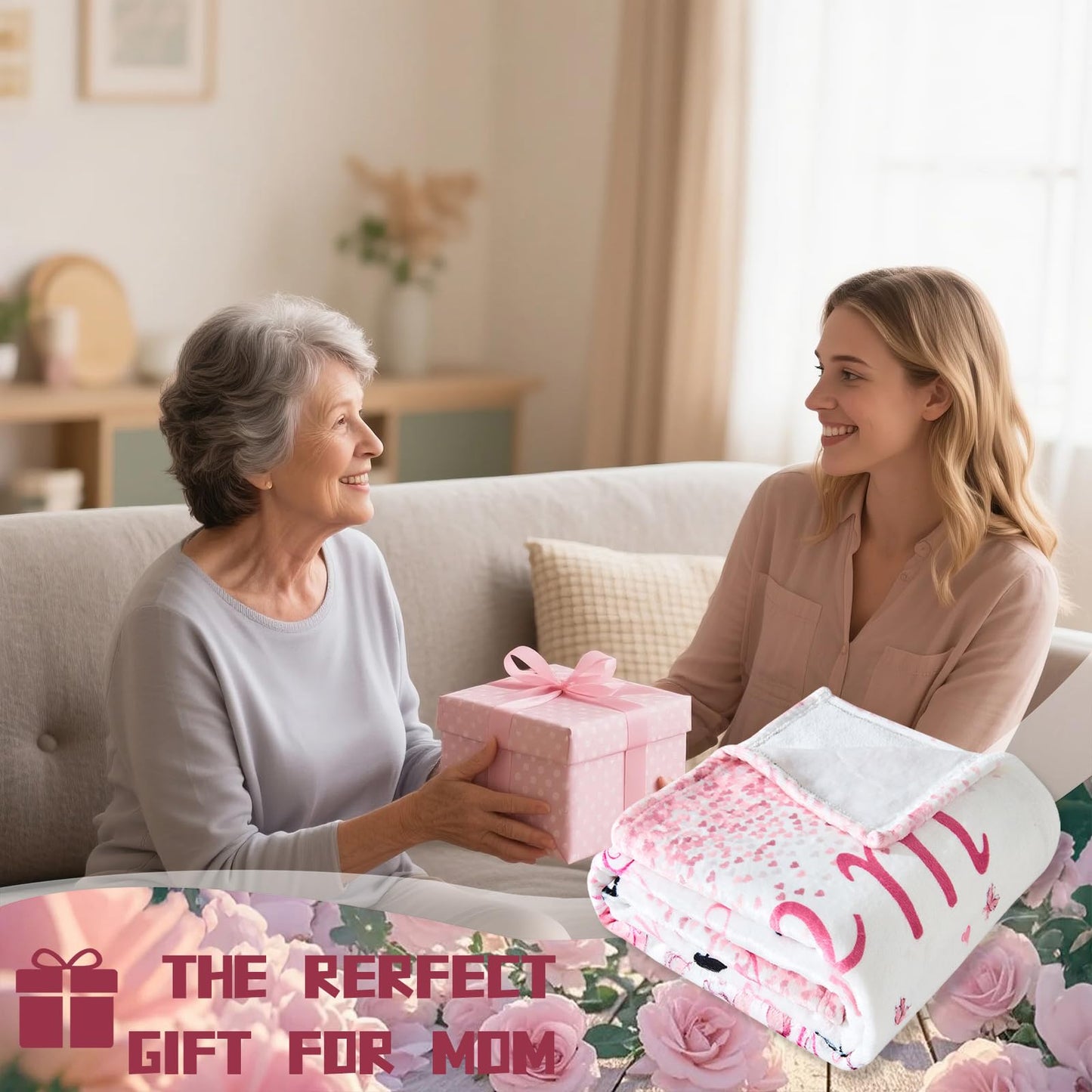 Mom Gifts Blanket from Daughter Son,Super Soft Flannel Throw Blanket 60" X 50",Gifts Blanket for Birthday Mother's Day Christmas Valentine Thanksgiving Anniversaries,for Sofa,Office Chair,Bed