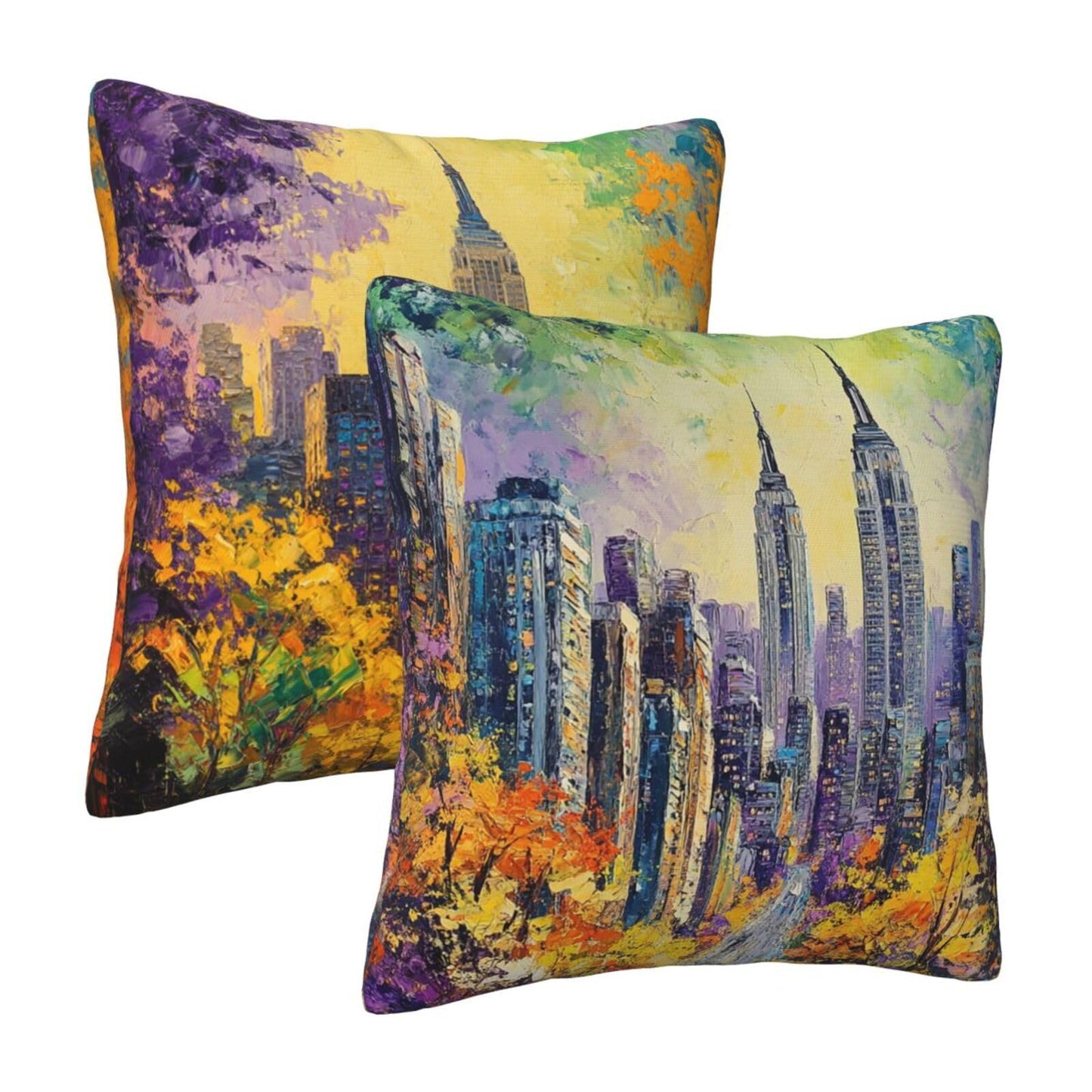 Guiteinyi New York City Throw Pillow Covers 18x18 Set of 2 Square Pillow Case for Home Decorative Sofa Couch Bedroom Living Room