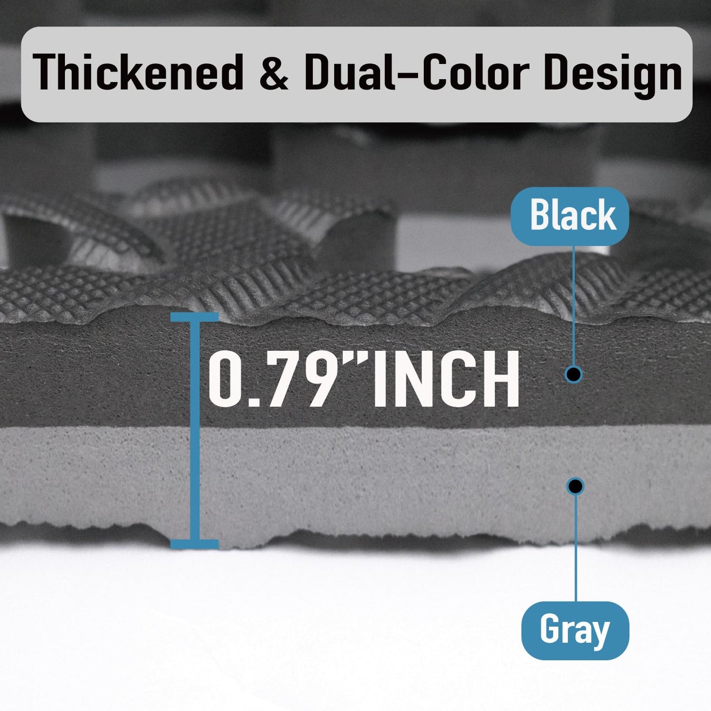 AIRHOP Upgraded 0.79" Extra Thick 48 Sq Ft High-Density Eva Foam Exercise Gym Mats, 12 Pcs Large Interlocking Puzzle Floor Tiles (24"x24") for Home Gym, Black&Gray