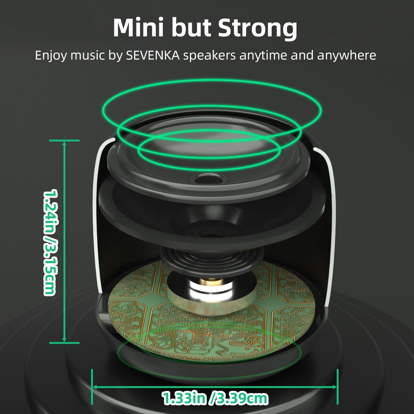 SEVENKA 2 Mini Speakers, 3W Portable Small Wireless Speaker with Lanyard, Water Resistant, Wireless Stereo Pairing, 1oz Lightweight Rechargeable Metal Mini Bluetooth Speaker for Phone, Tablet, Camping