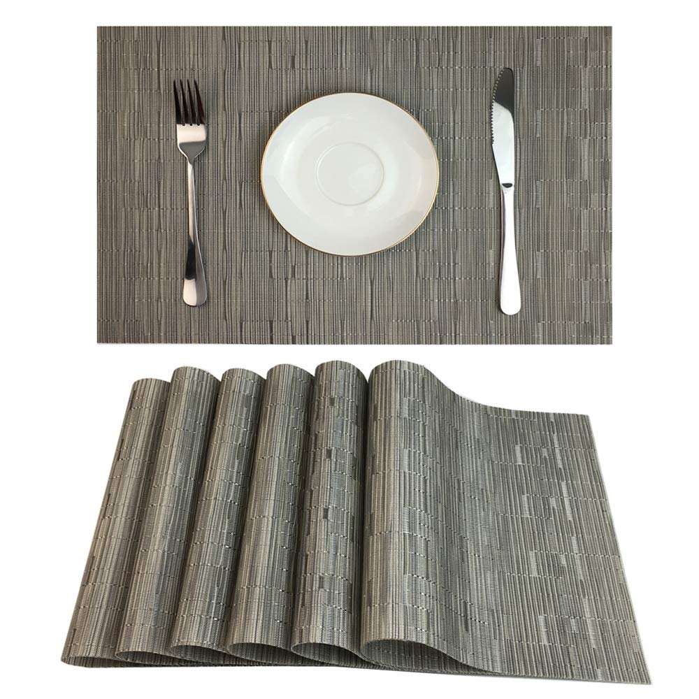 WAZAIGUR Placemats Set of 4 for Dining Table Heat-Resistant Washable Place Mats Woven Vinyl Kitchen Table Mats Easy to Clean,Navy Blue