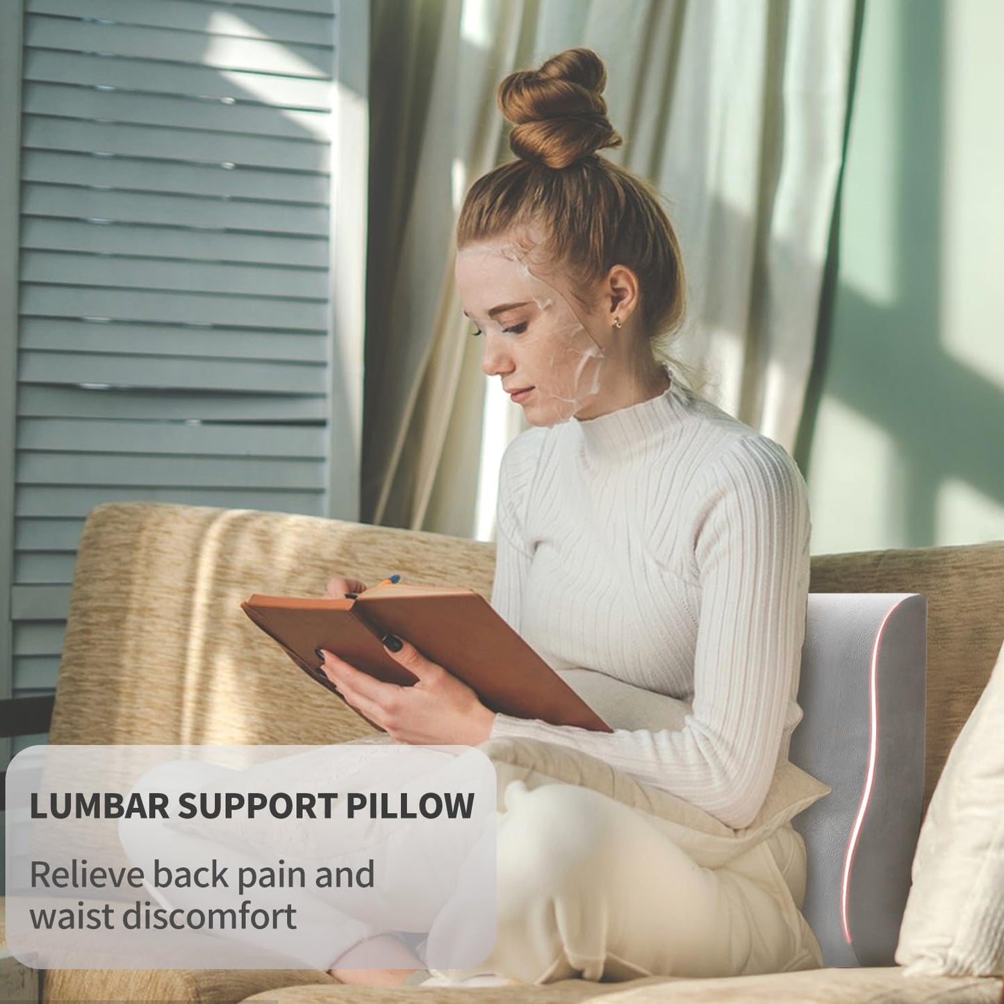GIVANLEE Lumbar Support Pillow for Recliner Chair/Accent Chair/Couch,Comfy Back Support Pillow with Gel Memory Foam,Recliner Cushions for Back Rest,Pain Relief,Reading,Washable Cover