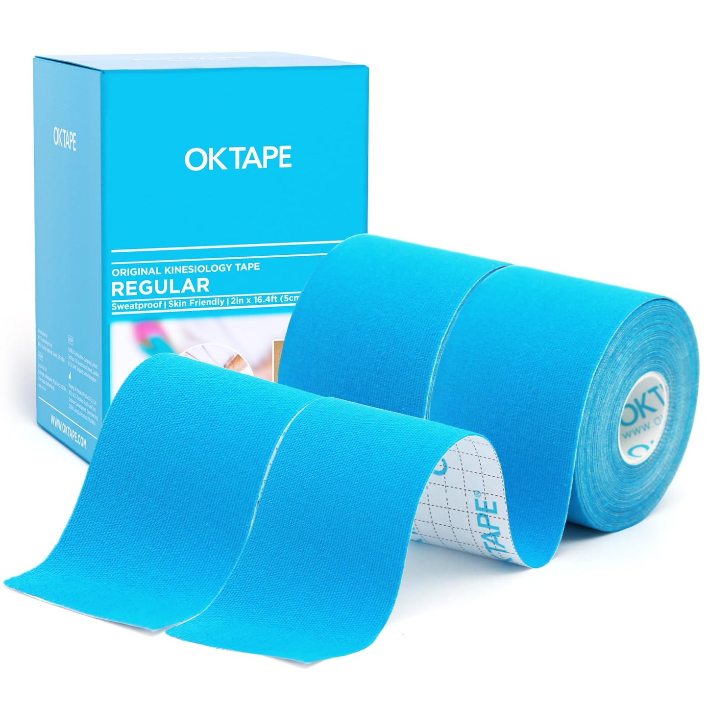 OK TAPE Kinesiology Tape, Regular Original Cotton Elastic Athletic Tape for Support and Recovery, Sports Tape, 2in×16.4ft Uncut Roll - Black