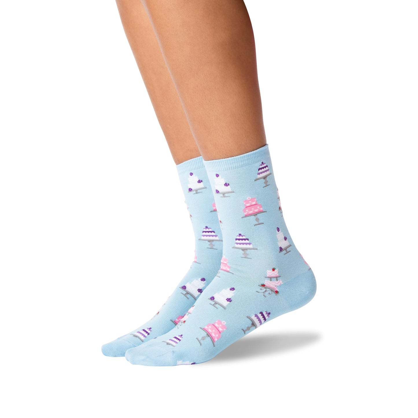 Hot Sox Women's Classic Novelty Crew 1 Pair Pack-Fun & Cute Fashion Gifts, Wedding Cakes (Pale Blue), Shoe Size: 4-10 (Sock Size: 9-11)
