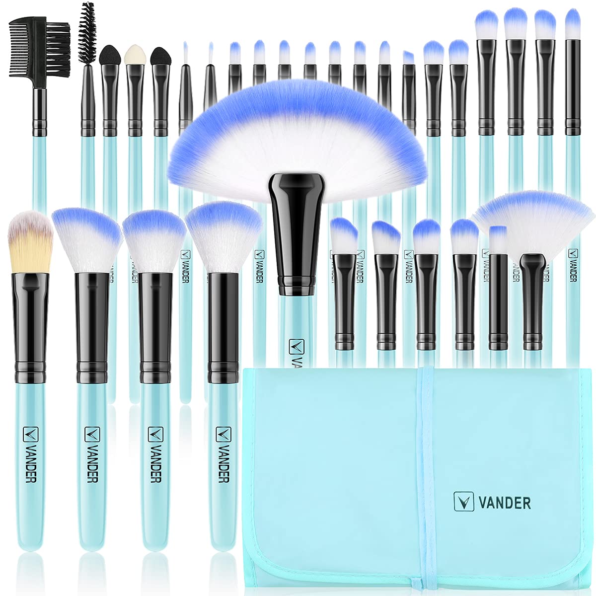 Make up Brushes, VANDER Professional 32pcs Makeup Brush Set, Makeup Brushes Set Foundation Blending Cosmetic Brush Set Kit,Blue