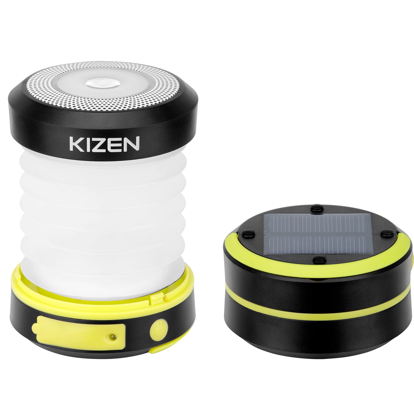 Kizen Solar Camping Lantern Rechargeable - LED Lanterns for Power Outages, Camping Lights, Emergency Flashlight - Collapsible & Rechargeable Lamp with Solar or Plug