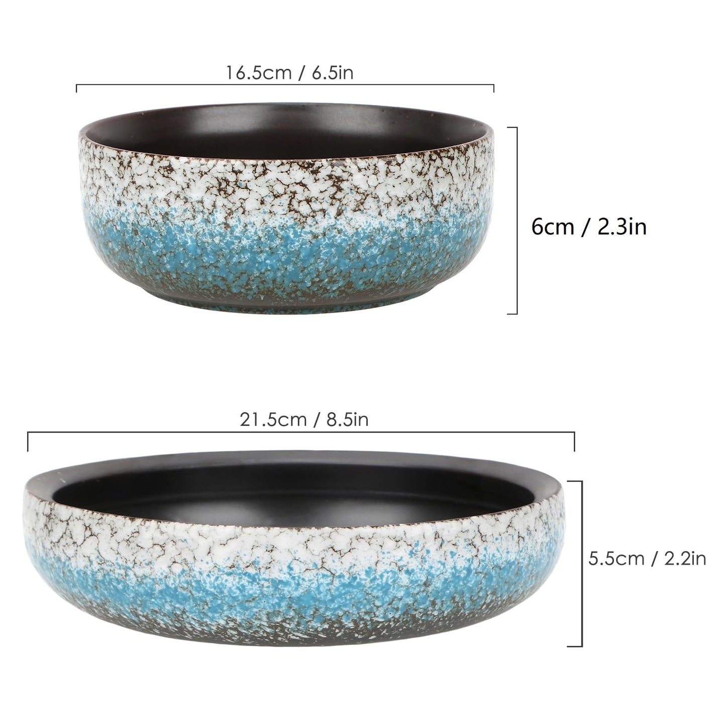 kilolfy 2pc Pot 6.5" 8.5" Glazed Ceramic Succulent Planter Container