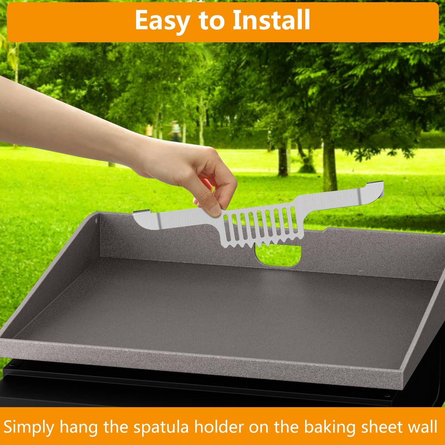 Grease Gate Spatula Holder for Blackstone Griddle,11.8 Inch Magnetic Design Stainless Steel Grease Trap Grill Food Mesh Screen Block Hold Rack Griddle Accessories for Blackstone(Black)