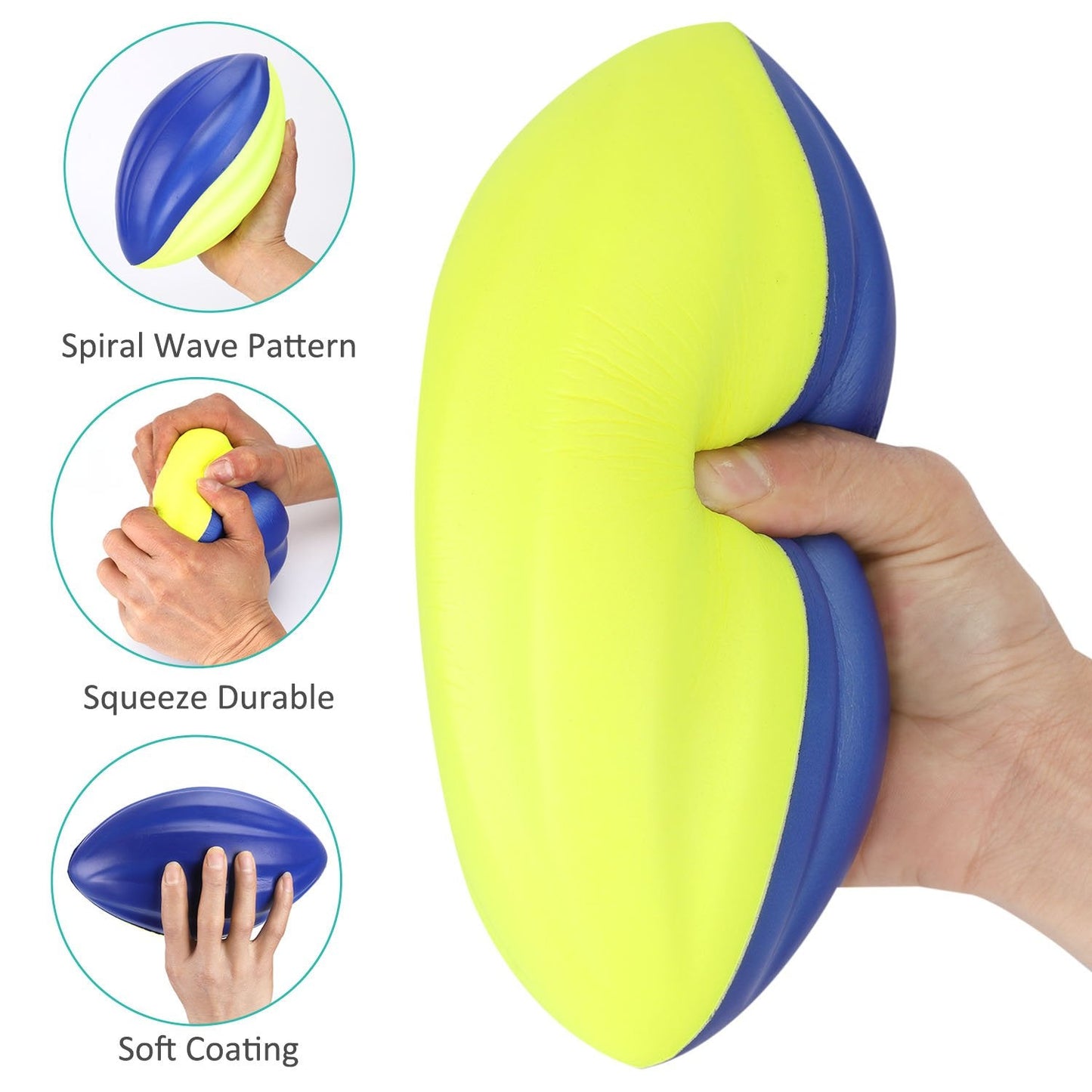 8.5" Foam Spiral Football PU Coated High Density Soft Balls, Set of 3, for Kids Sports Training Practice Indoor Outdoor Play