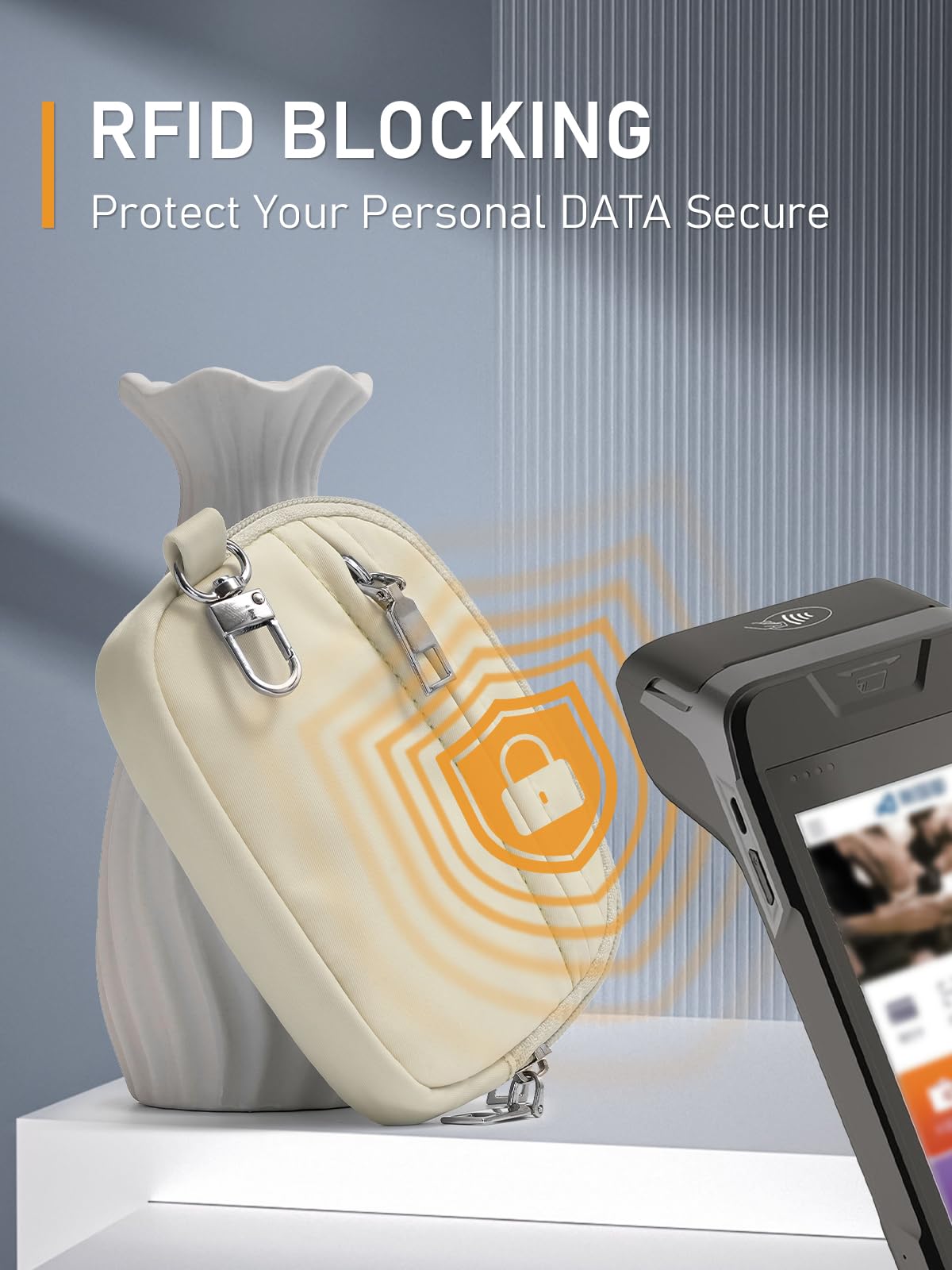 Flowston Mini Zip Around Dual Pouch Wristlet Keychain Wallet Portable Coin Purse Pouch Suitable for Women and Men with Phone Tether Tab