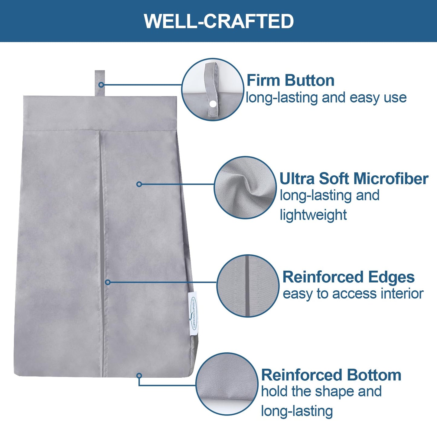 SPRINGSPIRIT Diaper Stacker Caddy Organizer Easy Access & Dustproof Portable Hand Free Diaper Holder for Adults or Nursery, Machine Washable Grey