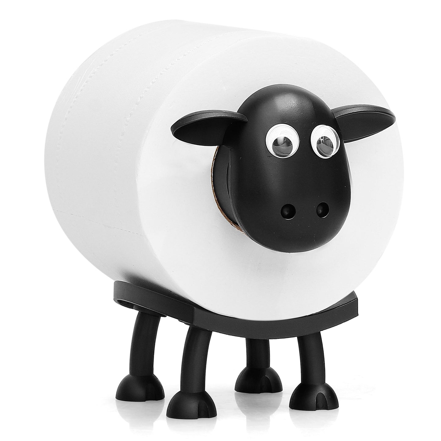 VELENTI Sheep Toilet Roll Holder - Funny Toilet Paper Holder Free Standing Bathroom Set - 3D Printed Black Sheep Loo Roll Holder - Hilarious Tissue Paper Roll Storage - Cute Bathroom Decor - Set of 3
