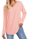 YUCOLEN Oversized Tunic for Women Long Sleeve T-Shirts Winter Lightweight Tops to Wear with Leggings Pink M