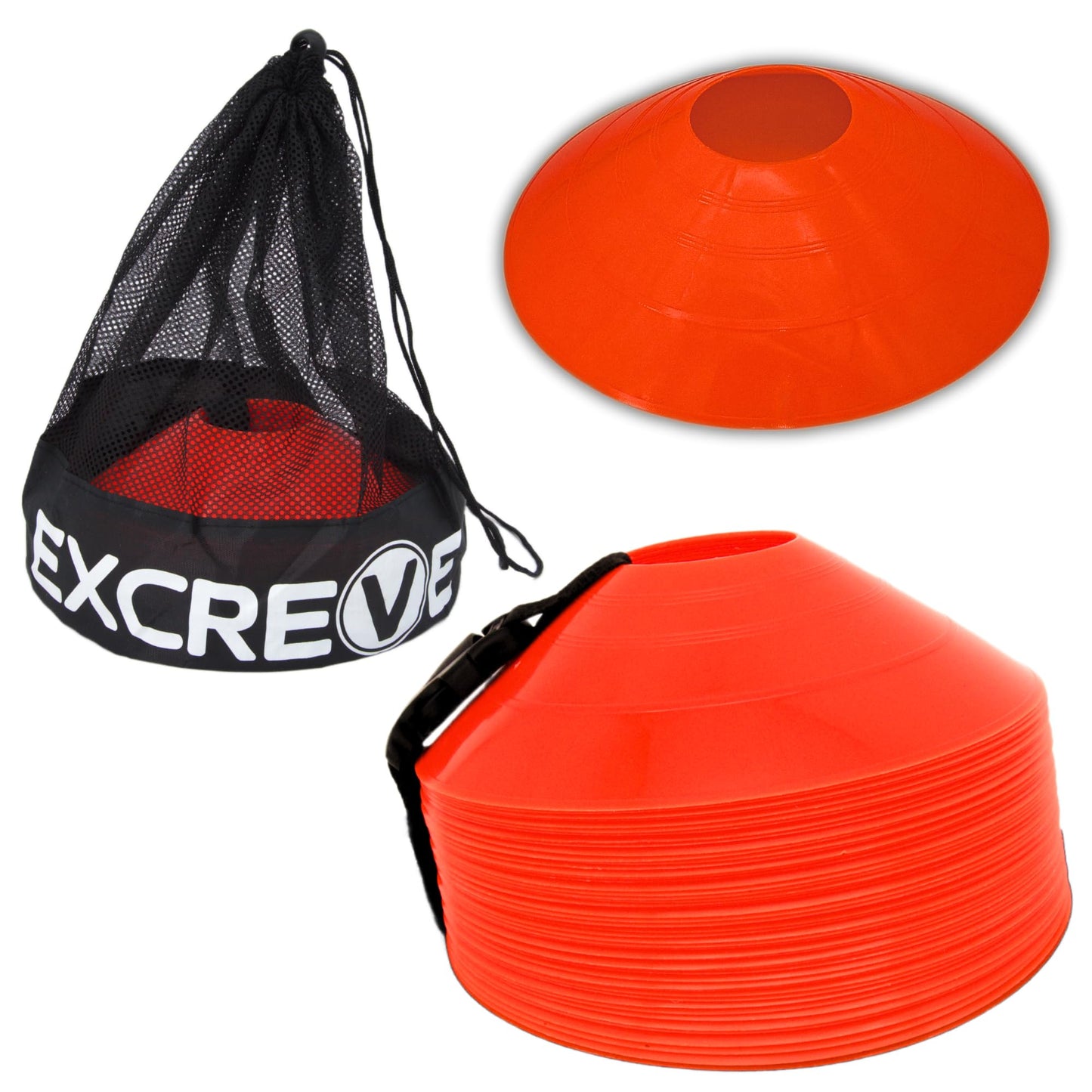 Agility Soccer Cones with Carry Bag for Sports Training - Set of 24 & 50 Orange Soccer Cones for Training Football, Basketball, Fitness - Outdoor & Indoor Drill - Coaching Practice Equipment
