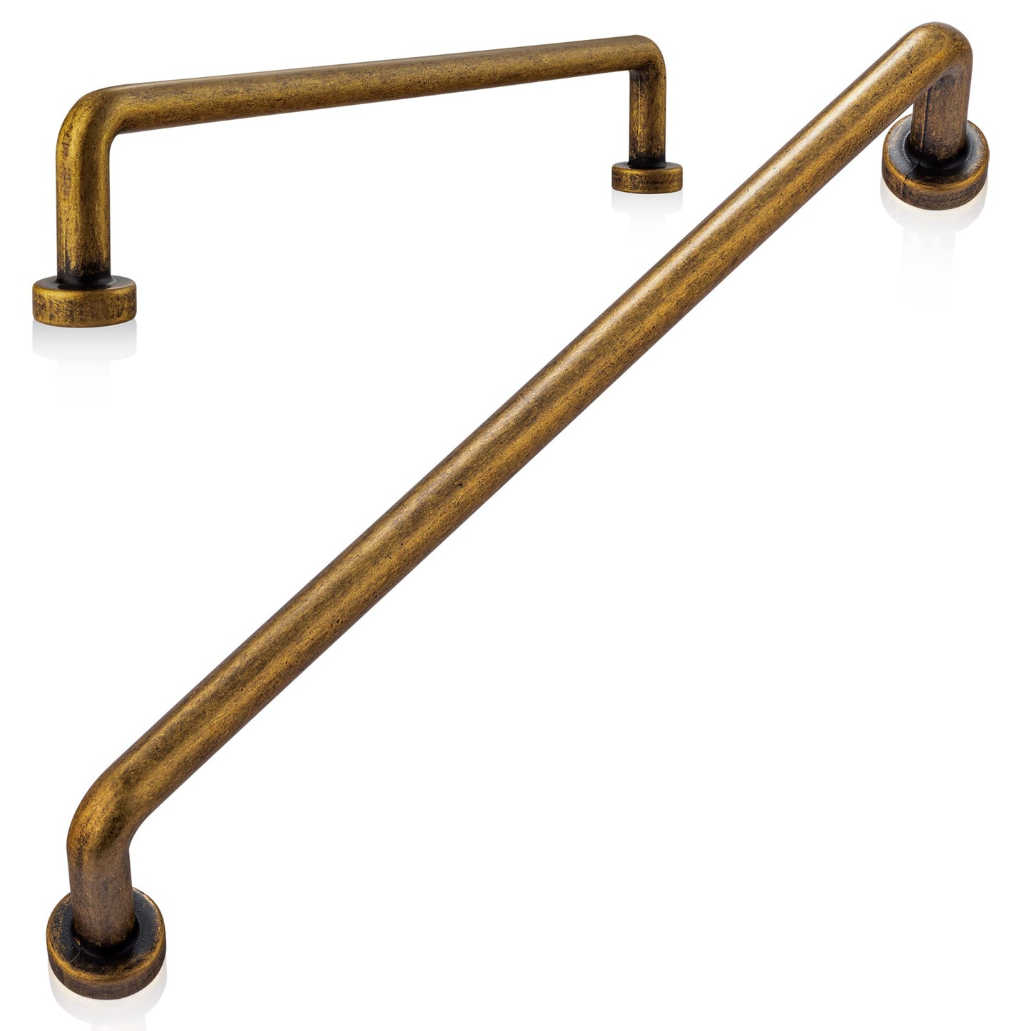 Jasluna 5-Pack Antique Brass Cabinet Pulls, 7-9/16" Hole Center Bar Drawer Handles for Kitchen Cupboards Dressers, Vintage Home Improvement Hardware