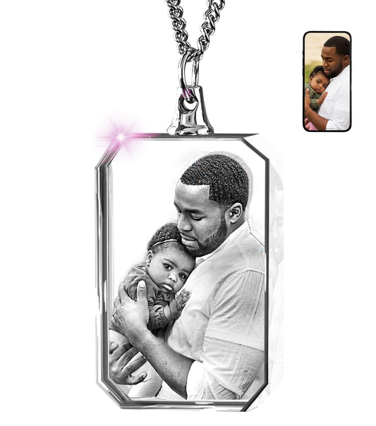 ArtPix 3D Crystal Photo, Personalized Necklace Gift, Customized Gifts for Mom, Women, Wife, Her, Grandma, Great Custom Gifts With Your Own Photo, Memorial Picture Necklace